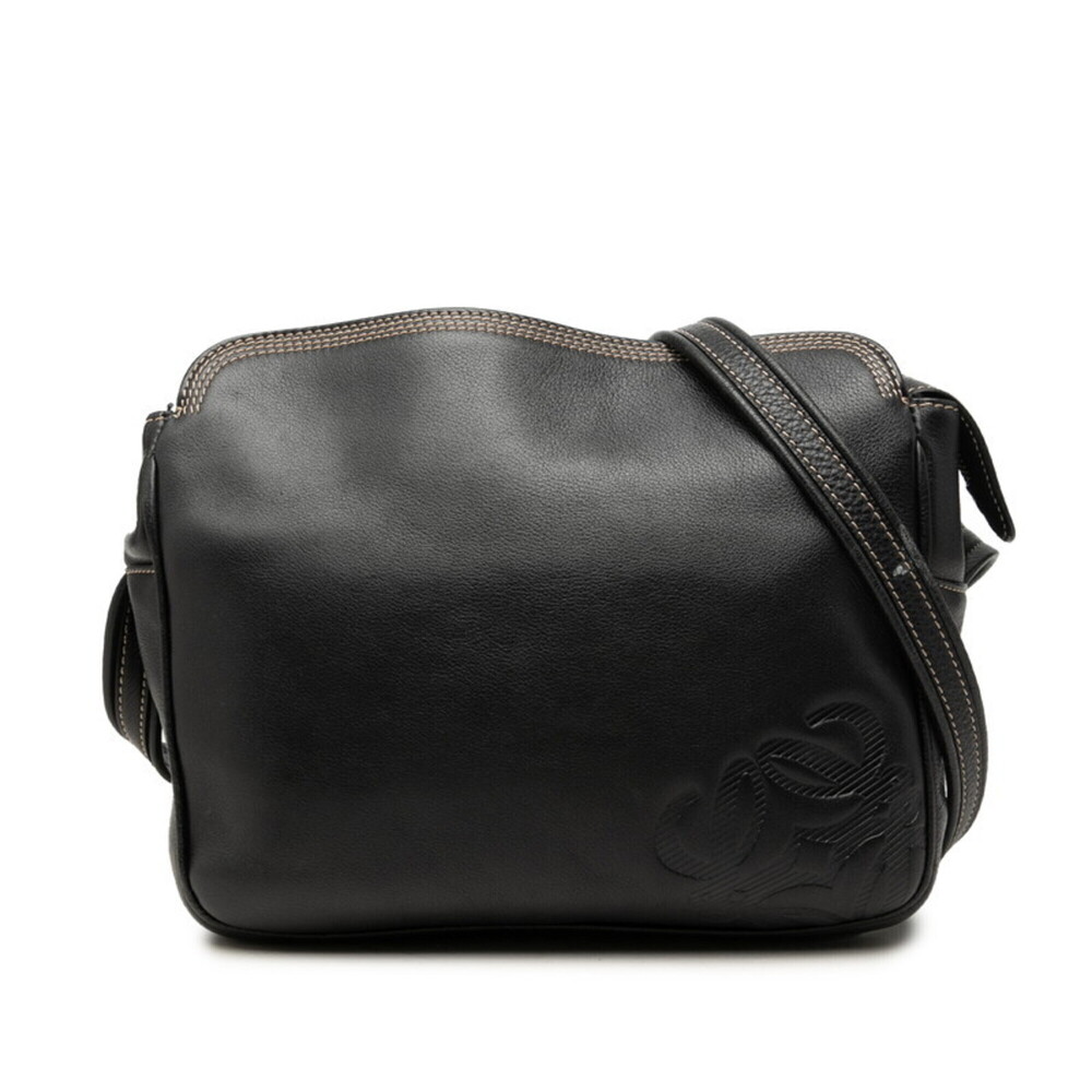 Loewe Anagram Crossbody Shoulder Bag, Black Leather, Women's LOEWE